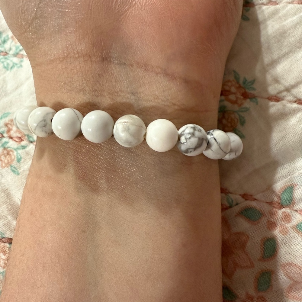 Stress Relief White Marble Beaded Bracelet